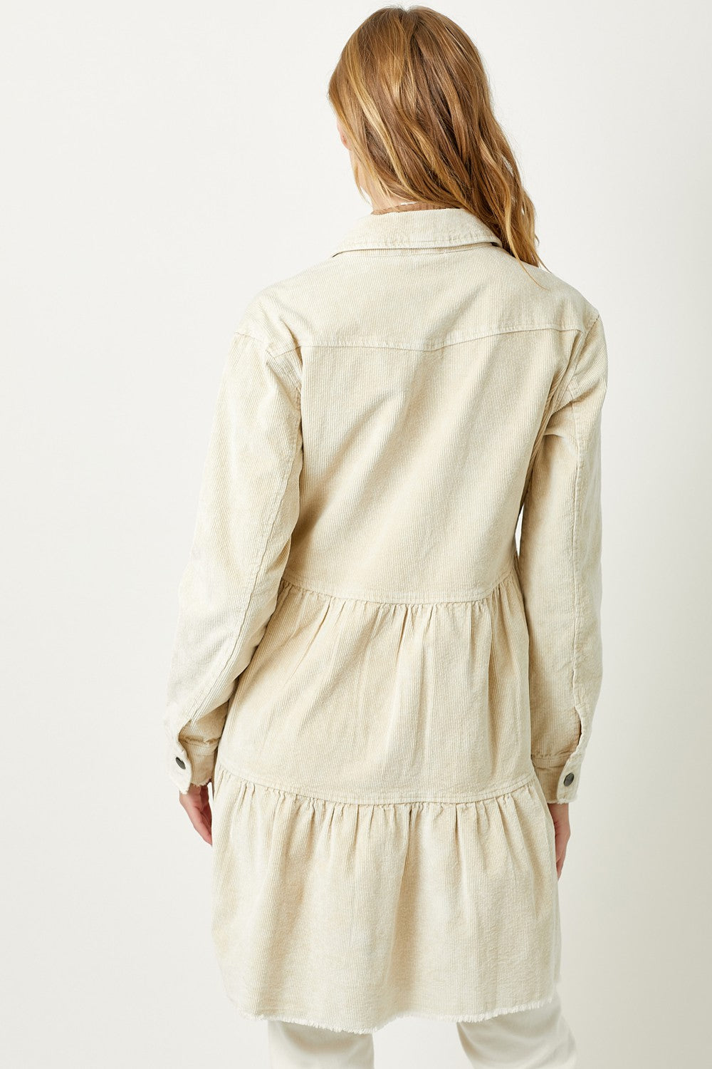 Mystree Corduroy Tiered Shirt Dress