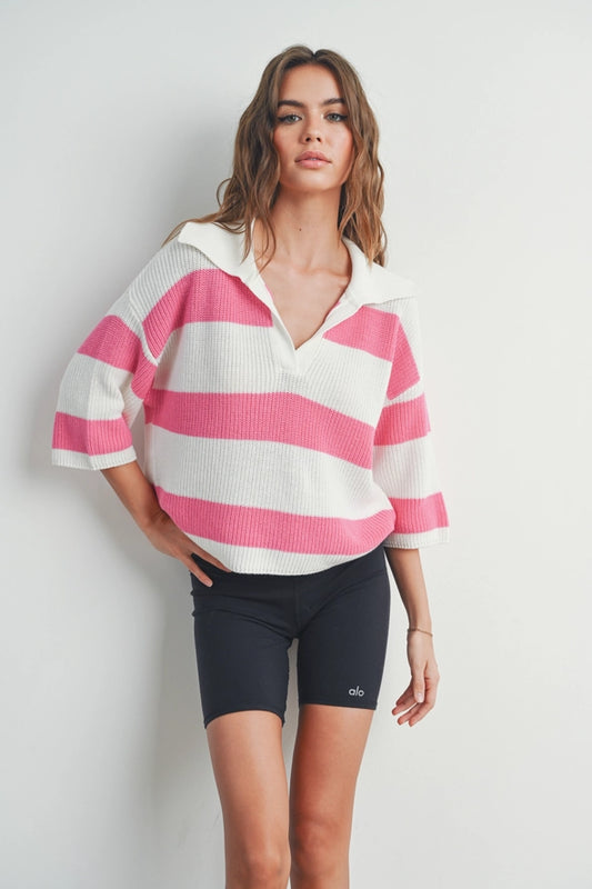 Buttermelon V-Neck Striped Sweater