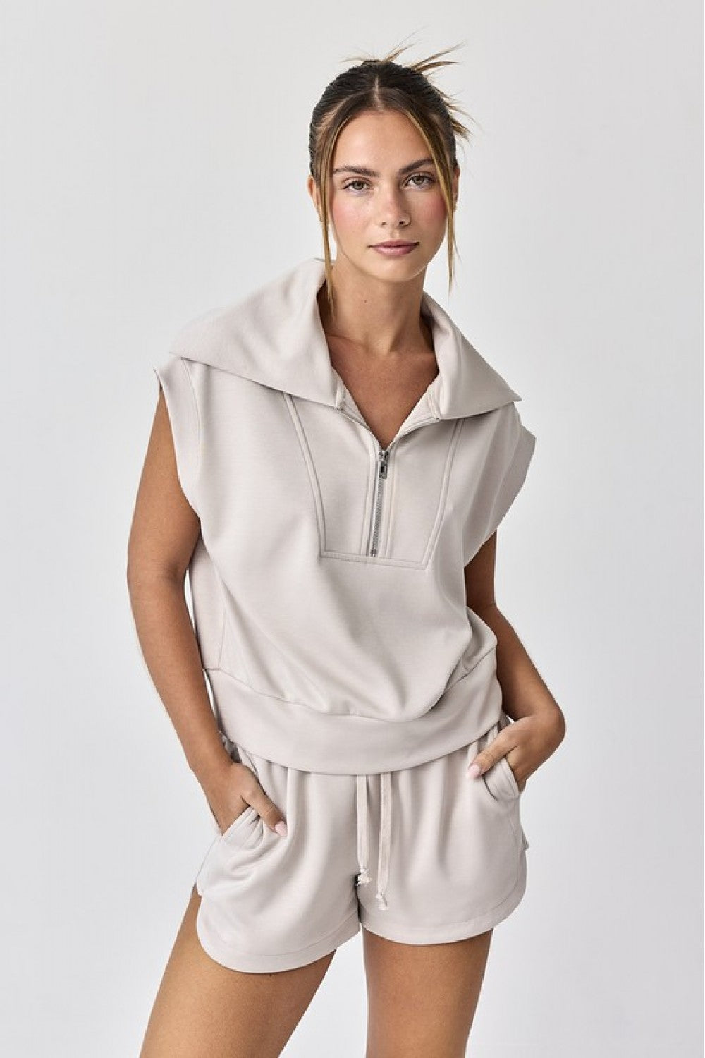 Blake Half Zip Cropped Sweatshirt and Shorts Set