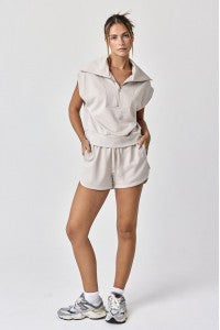 Blake Half Zip Cropped Sweatshirt and Shorts Set