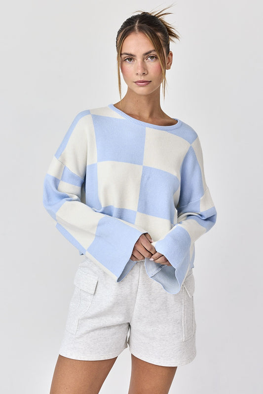 Sarah Checkered Long Sleeve Sweater