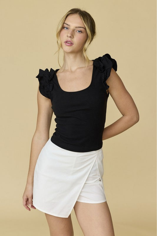 Sophia Ruffle RIb Knit Top