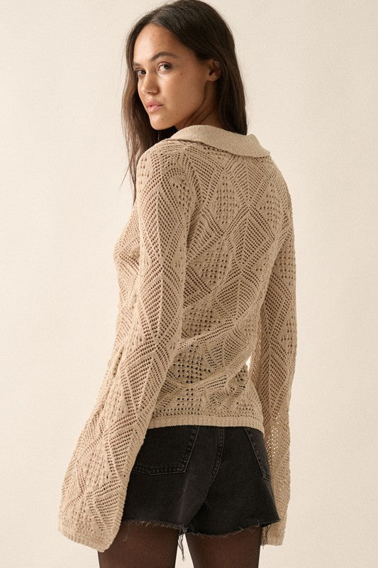 Promesa Geometric  Bell Sleeve Cardigan