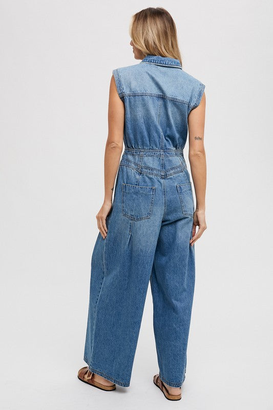 BluIvy Denim Sleeveless Jumpsuit