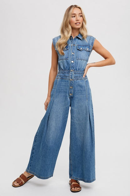 BluIvy Denim Sleeveless Jumpsuit