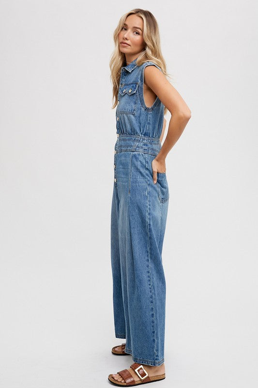 BluIvy Denim Sleeveless Jumpsuit