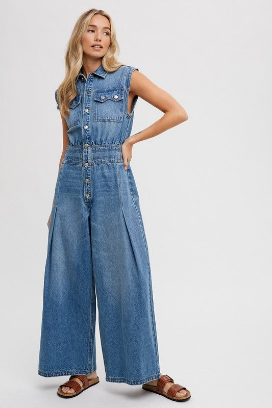 BluIvy Denim Sleeveless Jumpsuit