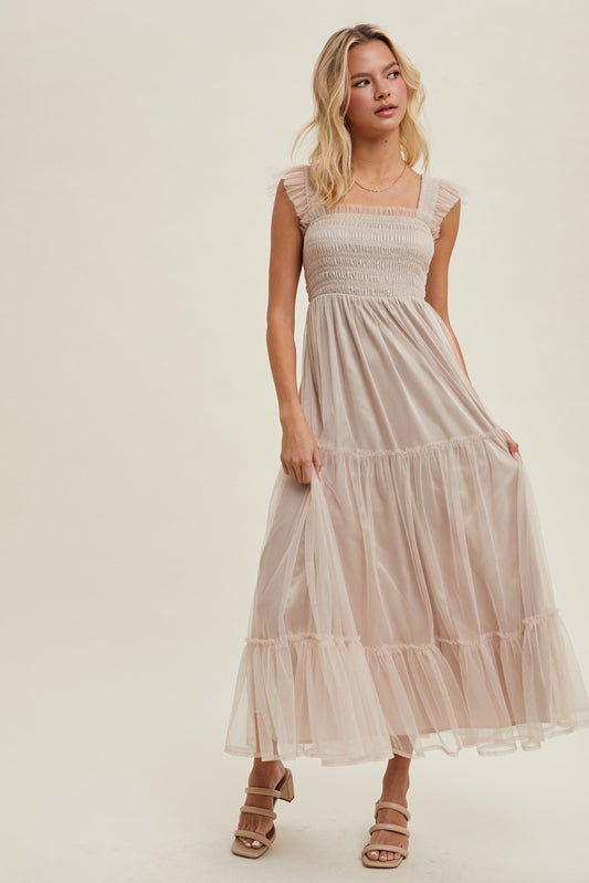 Wishlist Organza Tiered Midi Dress