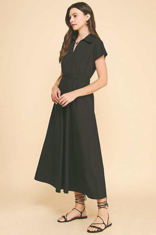 Pinch Midi Dress with Open Back