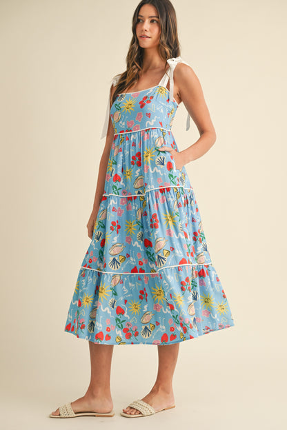 AnnieWear Picnic Print Midi Dress