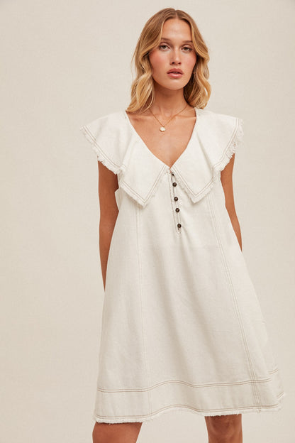 Hem & Thread Fringe Hem Ruffle Shift Dress