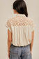 Hem & Thread Crochet Contrast Draw String Linen Shirt