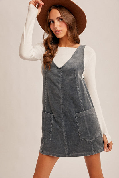 Hem & Thread Snow Wash Corduroy Pinafore Dress