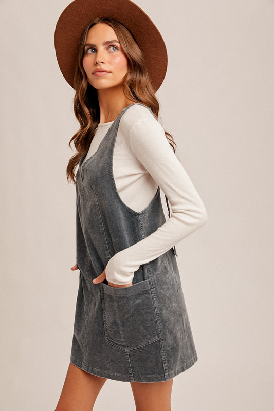 Hem & Thread Snow Wash Corduroy Pinafore Dress