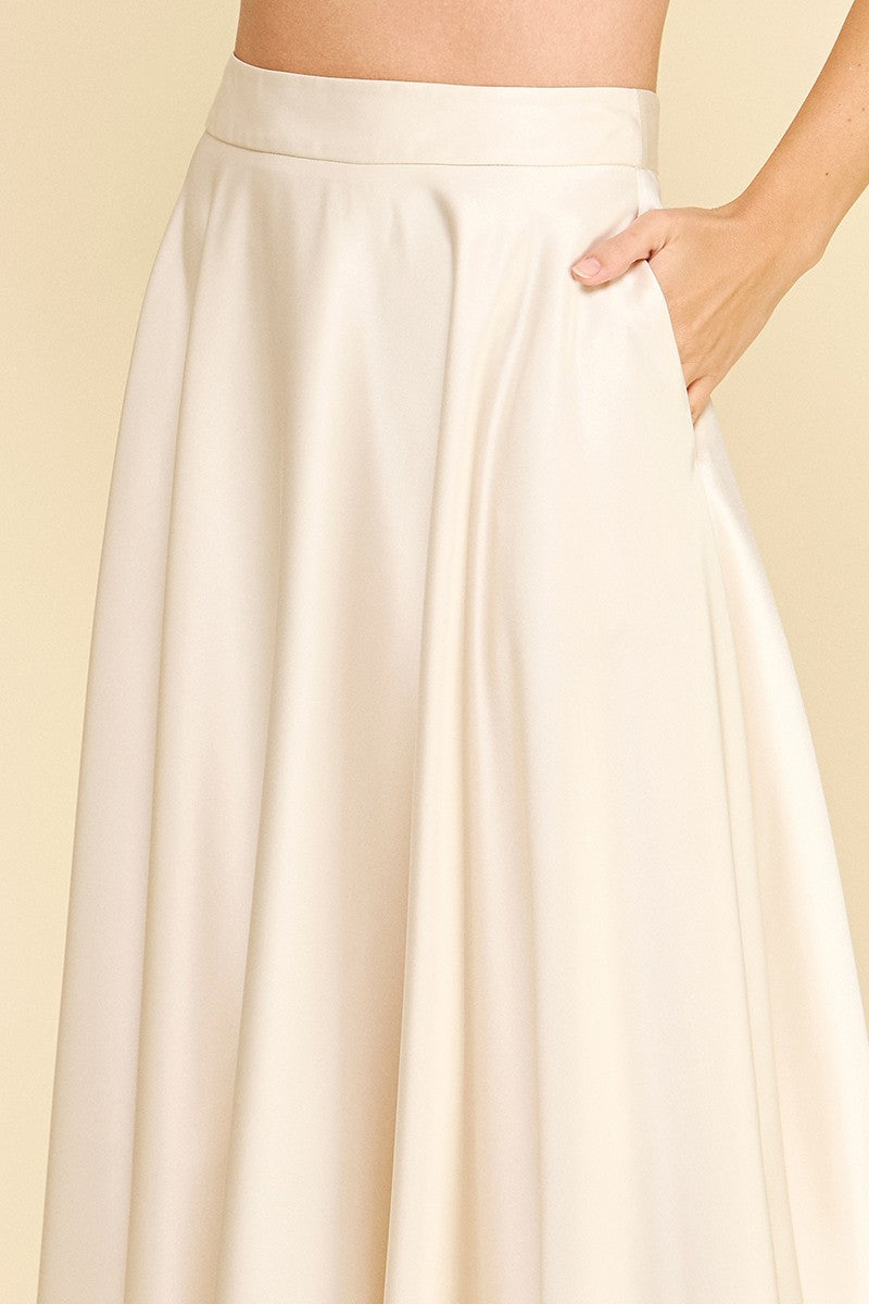 Pinch Silky Pleated Midi Skirt