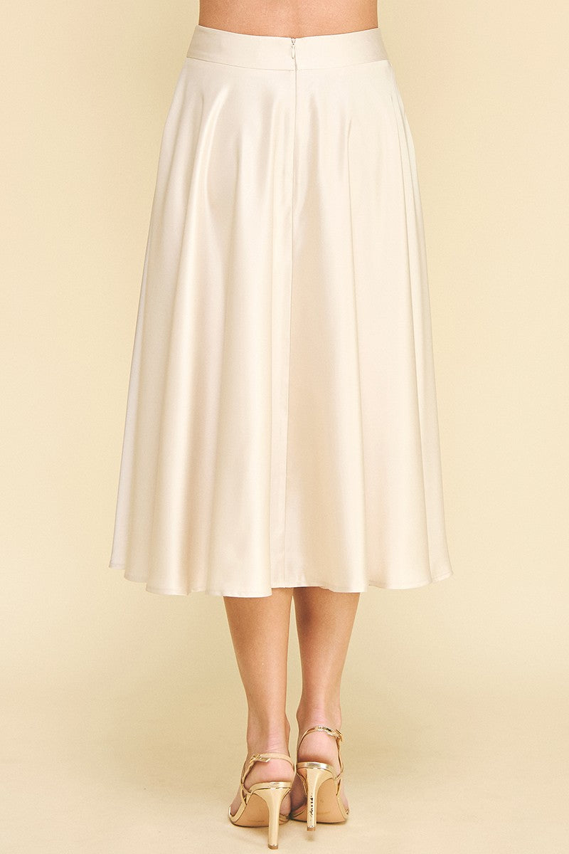 Pinch Silky Pleated Midi Skirt