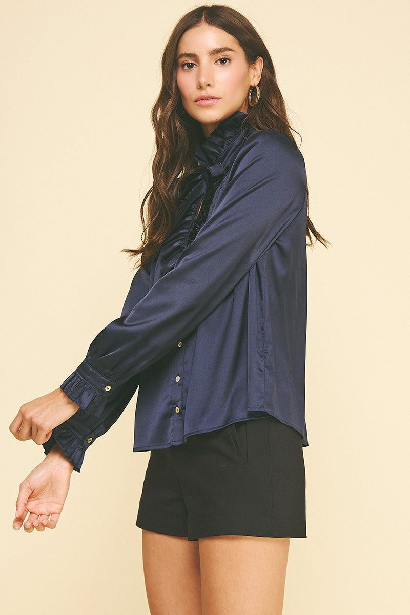 Pinch Silky Ruffled Button Down Shirt