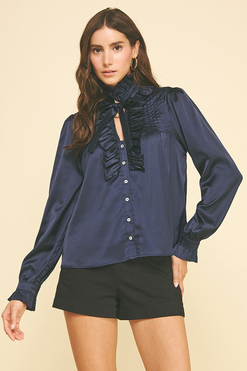 Pinch Silky Ruffled Button Down Shirt