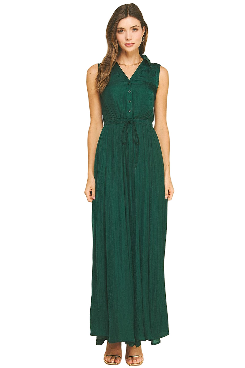 Pinch Solid Button Down Maxi Dress