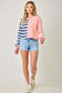 Mystree Mixed Stripe Color Block Terry Pullover