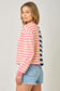 Mystree Mixed Stripe Color Block Terry Pullover