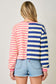 Mystree Mixed Stripe Color Block Terry Pullover