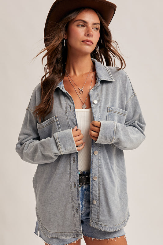 Hem & Thread Knit Denim Shirt