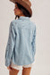 Hem and Thread Tencel Heart-Embroidered Denim Shirt