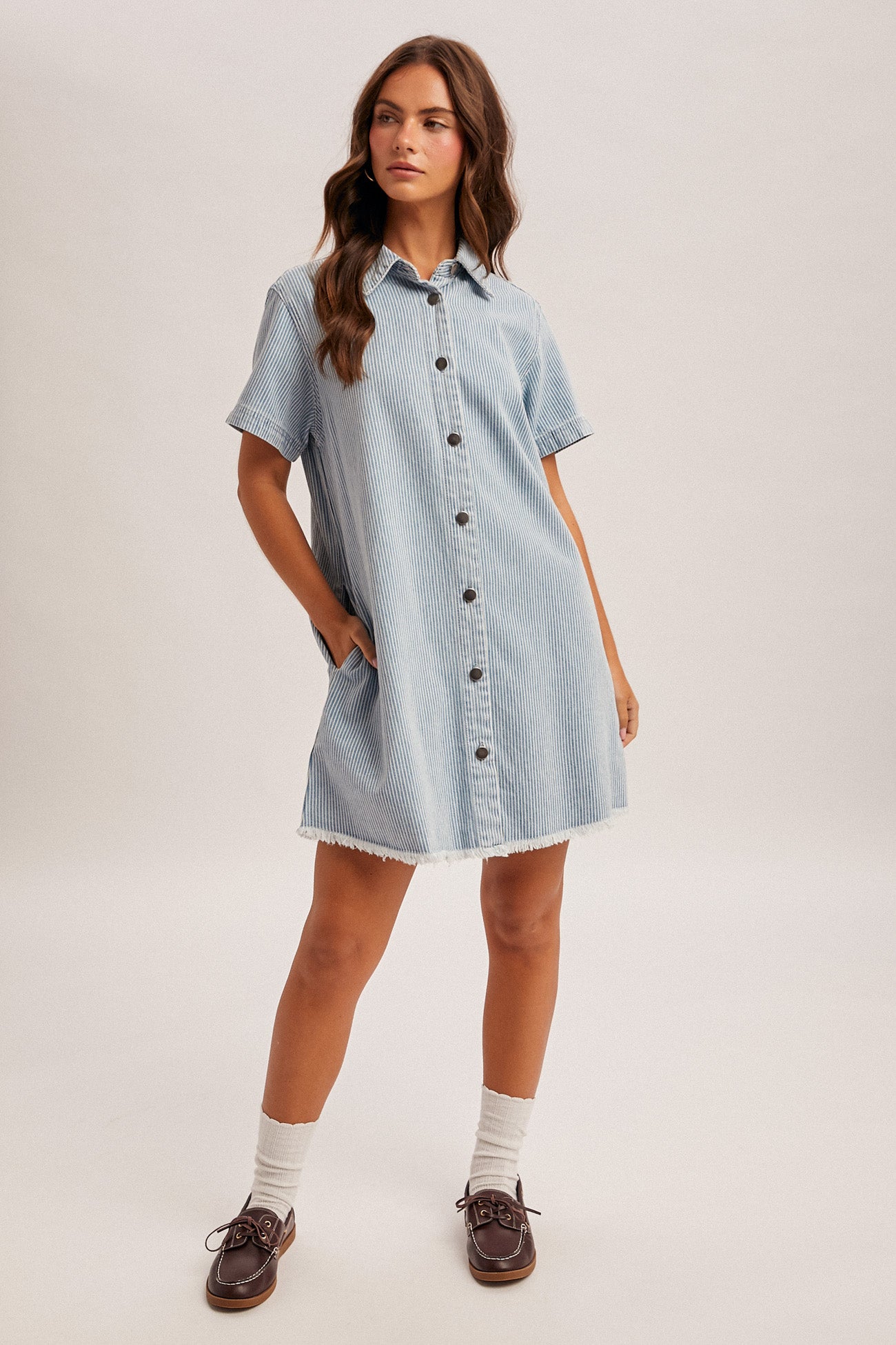 Hem & Thread Button Down Mini Shirt Dress