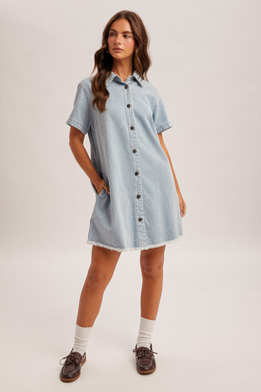 Hem & Thread Button Down Mini Shirt Dress