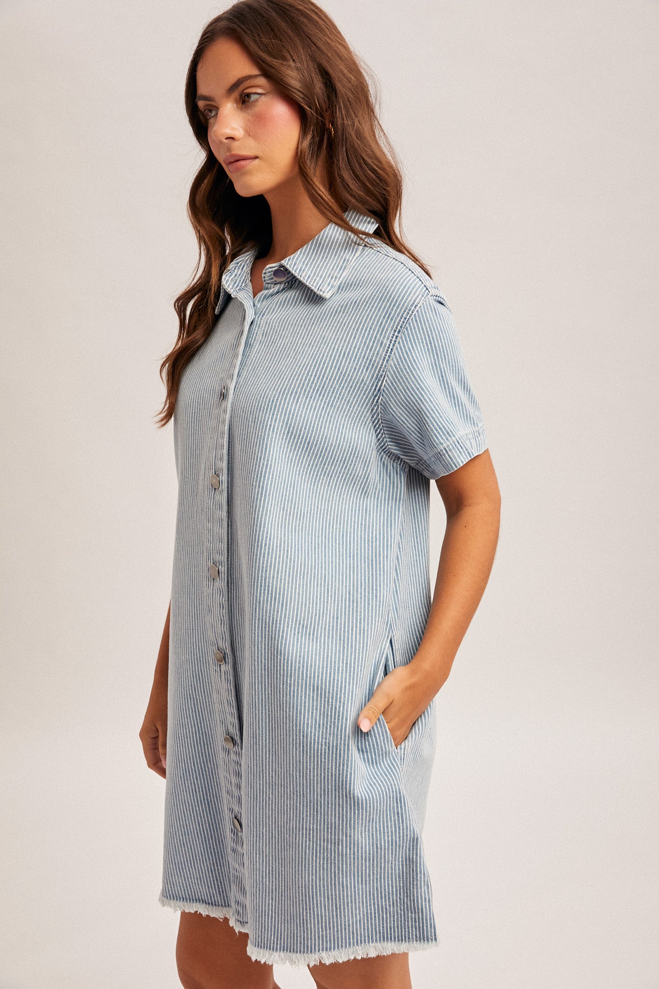 Hem & Thread Button Down Mini Shirt Dress