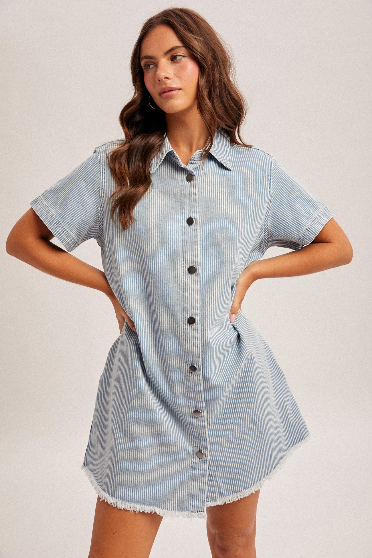 Hem & Thread Button Down Mini Shirt Dress