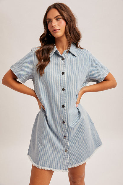 Hem & Thread Button Down Mini Shirt Dress