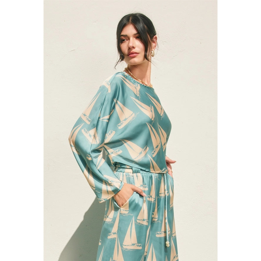 Dress Forum Coastal Reverie Batwing Long Sleeve Cropped Top