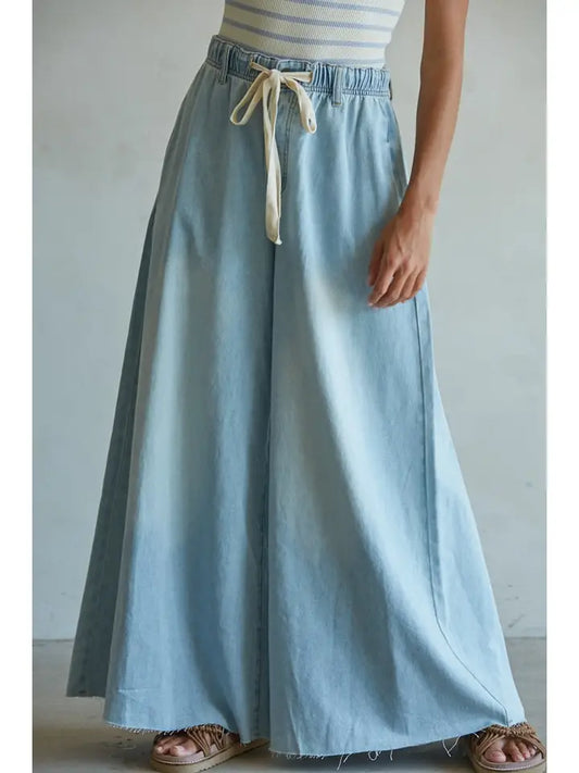By Together Denim Drawstring Wide Leg Pants