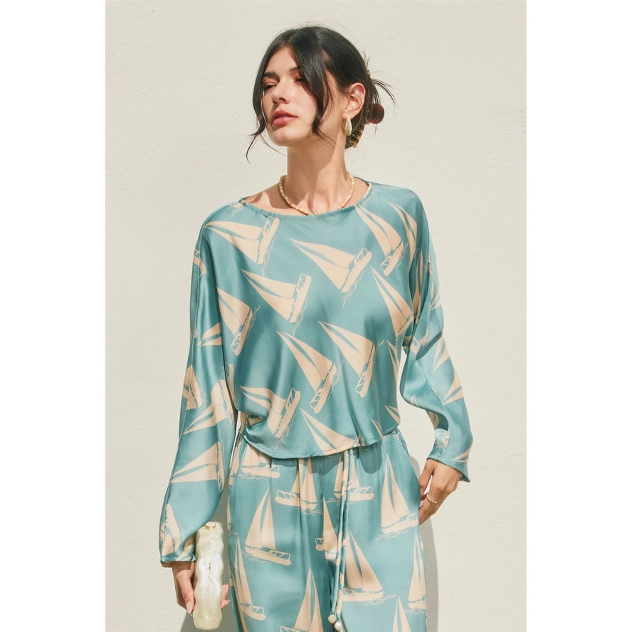 Dress Forum Coastal Reverie Batwing Long Sleeve Cropped Top