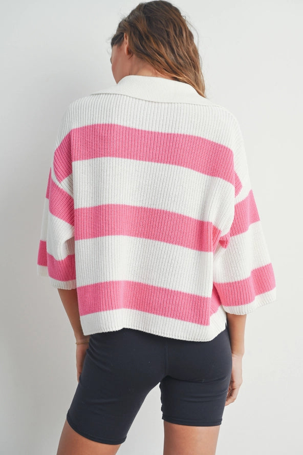 Buttermelon V-Neck Striped Sweater