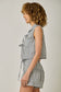 Mystree Railroad Stripe Front Tie Denim Vest