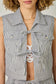 Mystree Railroad Stripe Front Tie Denim Vest