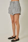 Mystree Railroad Stripe Twill Pleated Denim Shorts