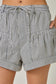 Mystree Railroad Stripe Twill Pleated Denim Shorts