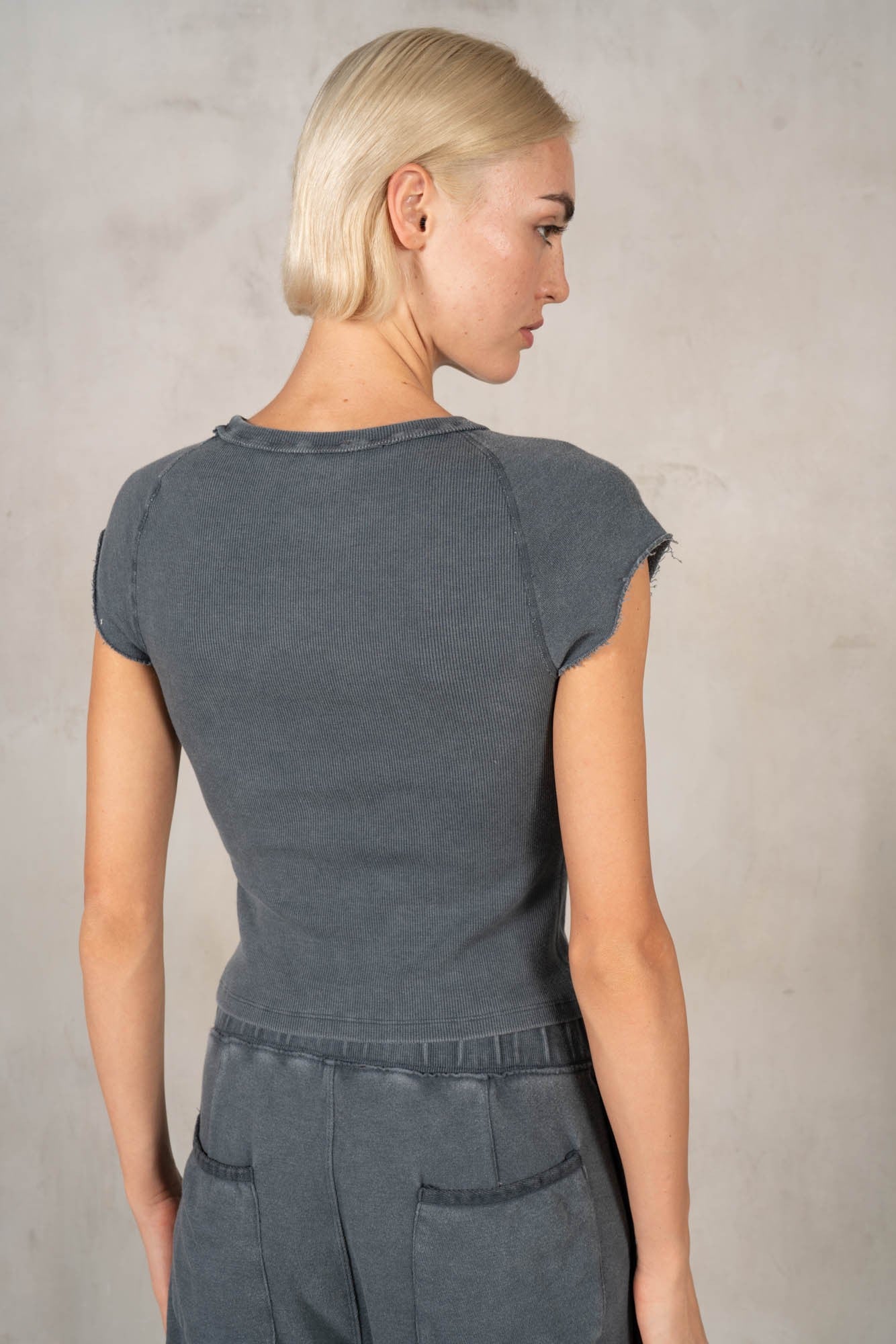 Lalamia Cap Sleeve Tee with Flatlock Detail