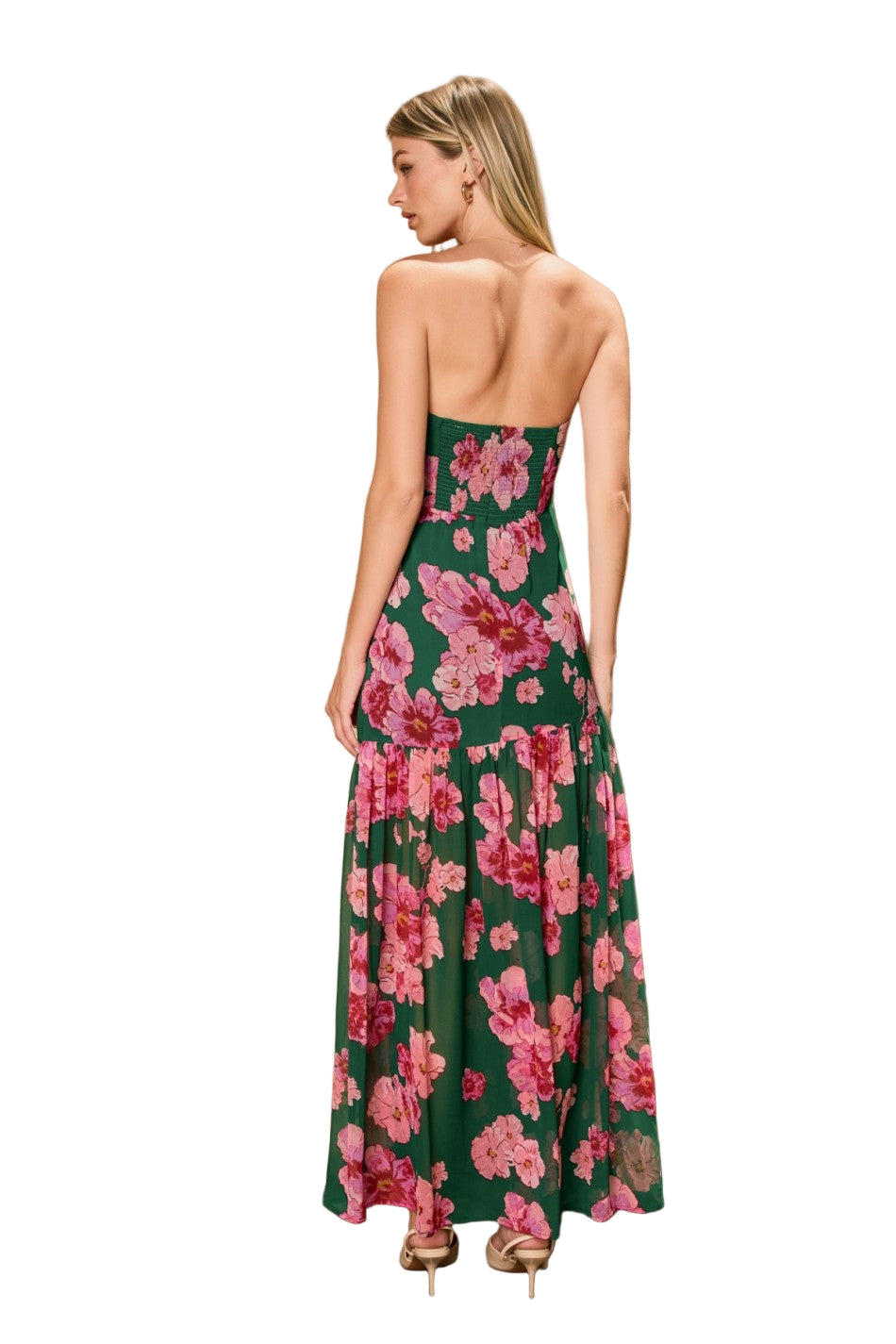 Dress Forum Desert Bloom Strapless Drop Waist Maxi Dress