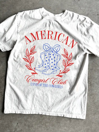 American Rodeo Cowgirl 4th of July Graphic Tee
