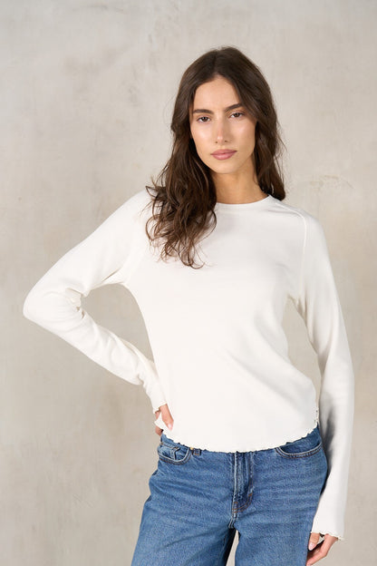 LaBiz Curved Raglan LS Waffle Top