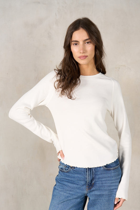 LaBiz Curved Raglan LS Waffle Top