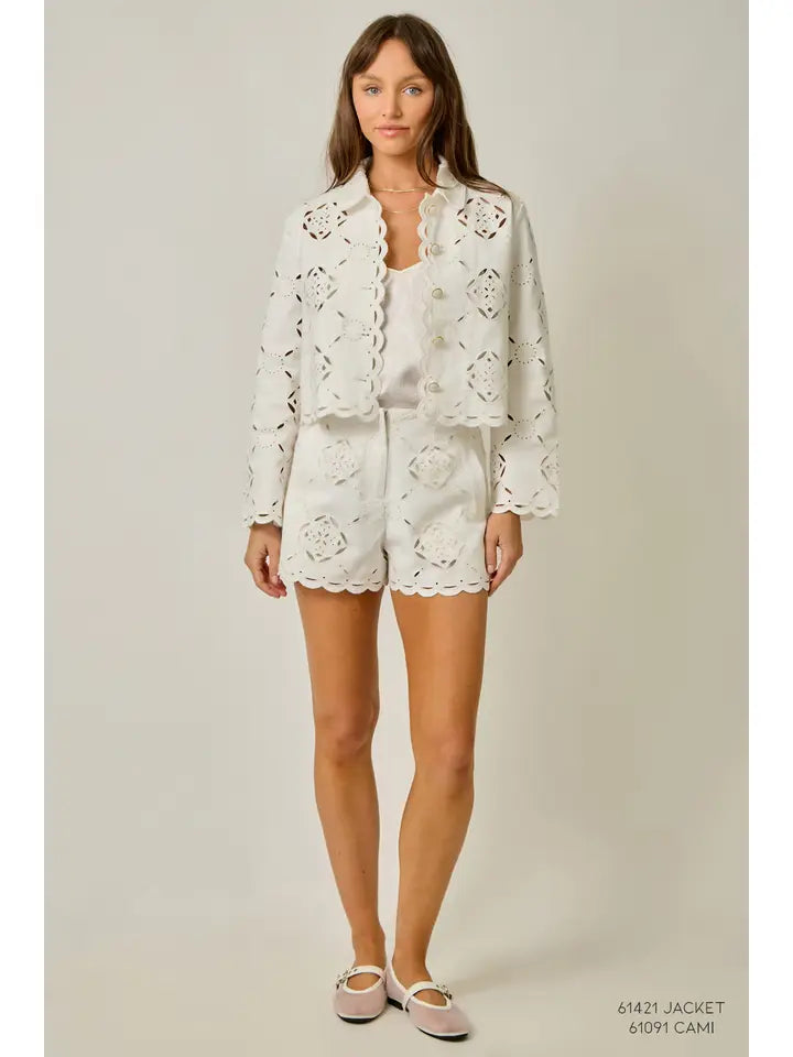 Mystree Eyelet Embroidered Shorts