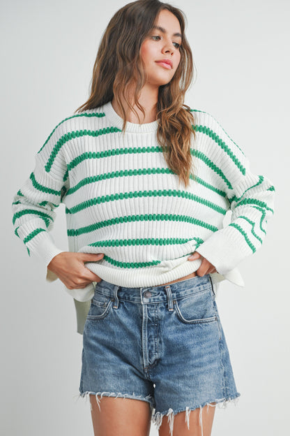 Buttermelon Boat Neck Striped Sweater