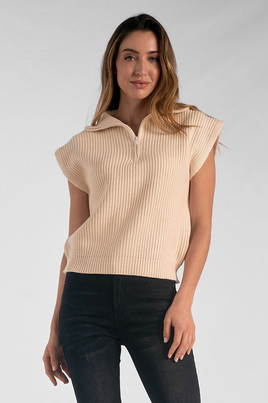 Sleeveless 3/4 Zip Sweater