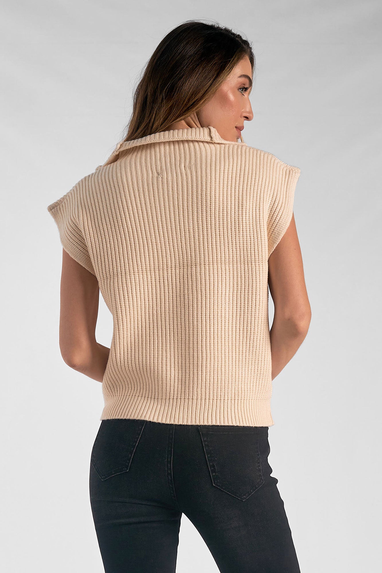 Sleeveless 3/4 Zip Sweater